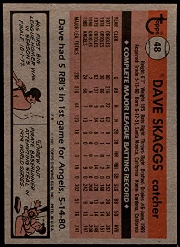 1981 Topps 48 Дейв Скаггс Ангелите Лос Анджелис (Бейзболна картичка) БИВШИ Ангели