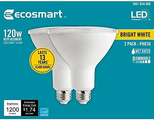 EcoSmart 120-Ваттная Равностоен led лампа с регулируема яркост PAR38 Energy Star Flood LED Ярко бял цвят (2 бр. в опаковка)