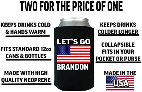 Rogue River Тактически Забавен Неопреновый Комплект Lets Go Brandon, флаг 2-та поправка, Сгъваеми Бирени Кутии, Ръкави за охлаждане на напитки, 2 Комплекта по 2 опаковки Подарък ?