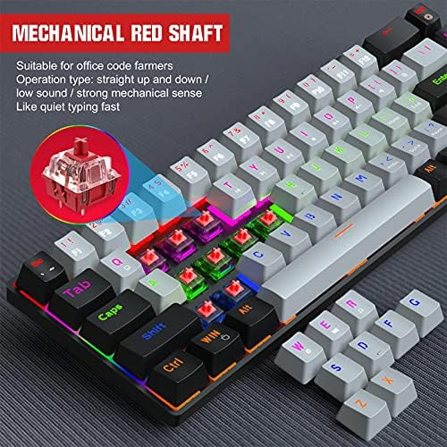 68 Ключови Механична Клавиатура Type-C С кабелна RGB led подсветка Синьо/Червено Ос Gaming Мех Keyboard TS0