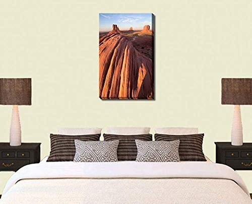 Платно с размер 16 X 24 инча, обвити в галерията, Снимката на долината на Монументите от Червен пясъчник, Юго-Западна вертикална ландшафта снимка на залез слънце. Живописен Стенен арт декор от Юта
