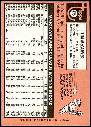 1969 Topps 475 Тим Маккарвер Сейнт Луис Кардиналс (Бейзболна карта) в Ню Йорк Кардиналс