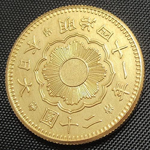 Японски Златни Монети 20 Юана мортиг 41-Позлатен Копие на Възпоменателни монети
