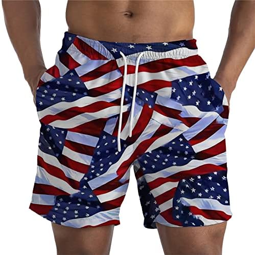 WENKOMG1 Патриотични къси Панталони за мъже, Бански със Звезди и Ивици, Шорти 4 юли, Панталони с Флага на САЩ за Деня на Независимостта