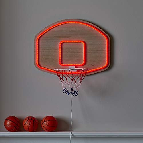 Lights4fun, Inc. Баскетболното пръстен Неон led осветление Озарява Спалнята, с монтиран на стената Лампа