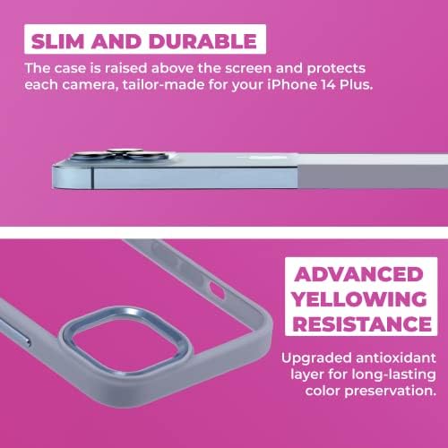 Прозрачен калъф Arzoo за iPhone 14 Plus - устойчив на удари тънък силиконов калъф - Тънък, твърд и защитен Калъф-броня за iPhone 14 Plus - Метален панел броня за iPhone 14 Plus Тънък калъф