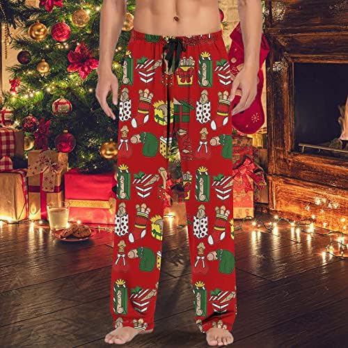Мъжки Коледни Пижамные Панталони С Еластичен Ластик На талията, Пижамные Панталони за Коледното Хол, Удобни Ежедневни Дълги Пижамные Панталони за почивка на съвсем малък