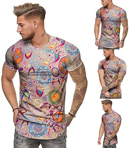 Блуза, Монтиране на Кратък Модерен Топ С принтом И кръгло деколте в Африканския Стил, Ежедневни Мъжки Лятна Блуза с Тънък Ръкав, Мъжки t-shirt