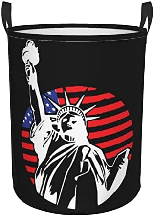 Кошница за дрехи със Статуята на Свободата, е на Американския Флаг, Кръгла Кошница За Дрехи, Сгъваема Чанта За Дрехи, Чанта За Спални, Кошница За Баня