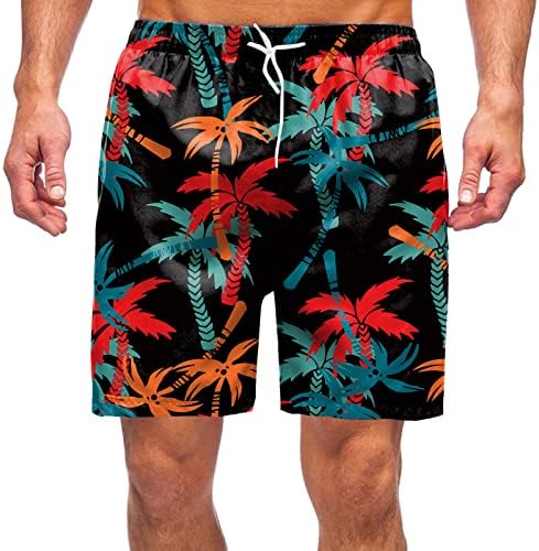 ZDOO Мъжки Хавайски Плажни Шорти Летните Забавни Плажни Шорти с Графичен Принтом Плодове, Ежедневни Топене Вкара с Подплата