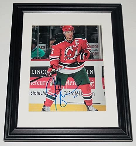 Цветна снимка на Джейми Лангенбруннера с автограф размер 8x10 (в рамка и матово покритие) - Nj Devils! - Снимки от НХЛ с автограф