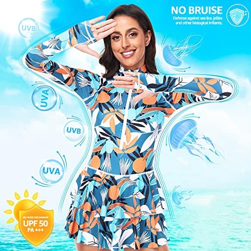 Уникална Защита от акне BELLA за жени, 1 бр. - Бански костюми с дълъг ръкав UV UPF 50 + Тениска за гмуркане