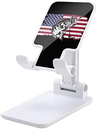 Риба на Американския Флаг Поставка за Мобилен телефон за Маса Сгъваема Притежателя на Телефона Регулируема По Височина Ъгъл на Здрава Поставка Черно Стил