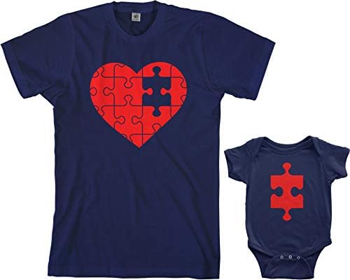 Комплект за детско боди Threadrock Heart & Missing Piece и мъжки тениски в тон