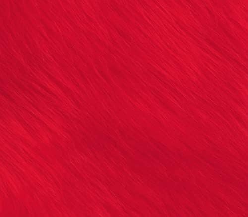Изкуствена кожа с дълъг дрямка, плат Candy Шаги, бяла подложка с ширина 60 см, се продава двор (огнено-червено)