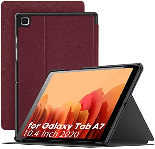 Калъф Supveco Samsung Galaxy Tab A7 10,4 инча [SM-T500/ T505/ T507, випуск 2020 г.], устойчив на удари калъф-книжка с плъзгане канавкой и функция за автоматично включване / изключване на таблета Galaxy A7 10,4 (вино-червено)