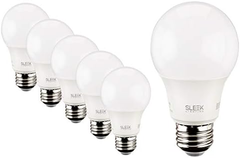 Led лампа SleekLighting 5,5 W A19 с регулируема яркост (6 бр.) - Лампа домашно осветление с общо предназначение - Топло бяло (3000 К) - 450 lm, чип HL, 240 градуса, E26, в списъка на UL & ES - Консумира 5,5 W енергия,