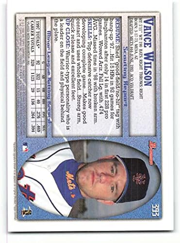 MLB бейзбол 1998 Боуман 393 Ванс Уилсън, Ню Йорк, радиоуправляеми начинаещ Метс