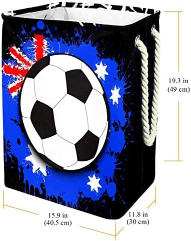 Inhomer Футболна Топка с Флага на Австралия С Модел 300D Оксфорд PVC, Водоустойчив Кошница За Дрехи, Голяма Кошница за Дрехи за Одеяла Дрехи Играчки в Спалнята