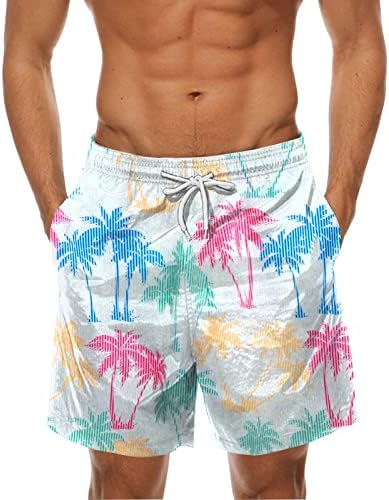 WENKOMG1 Мъжки Бански, Лято бързо съхнещи Хавайски Шорти Плажни Шорти За Сърф, Тропически Шорти, Бански За Сърф