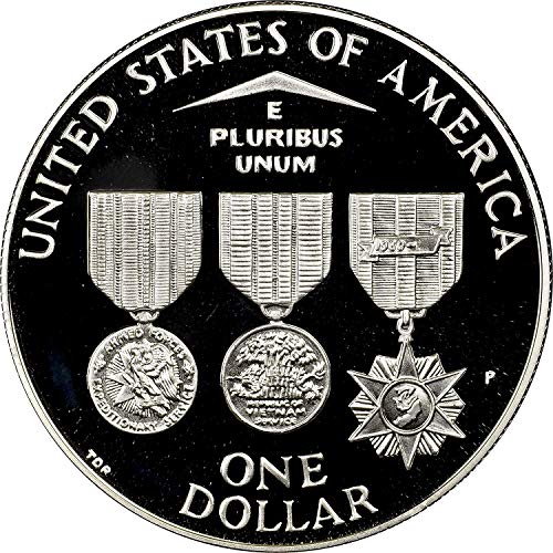 1994 P Мемориал на Ветераните от войната във Виетнам Незабравим Проба за Сребърен долар DCAM Монетен двор на САЩ