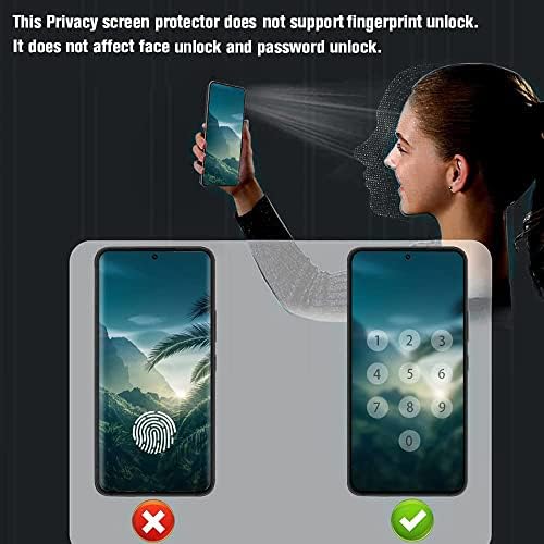 Защитно фолио от закалено стъкло YiiLoxo Privacy, която е съвместима с Oneplus 9 Pro 5G [Защита от шпионски] [Висока чувствителност] [Твърдост 9H] [Подкрепа за разпознаване на лица]