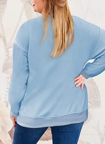 Eytino Дамски Блузи, Големи Размери, Блузи, Ежедневни Пуловер с Дълъг ръкав и завязками Копчета, Hoody с джоб (1X-5X)
