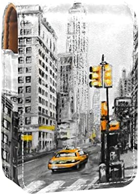 Живопис с маслени бои Улица в Ню Йорк Чанта за Червило с Огледален Държач за Червило за Чантата си Мини-Косметичка