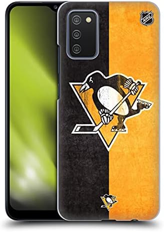 Дизайн на своята практика за главата, Официално Лицензиран Твърд калъф NHL Half Distressed Pittsburgh Penguins, който е Съвместим с Galaxy A02s / M02s (2021)