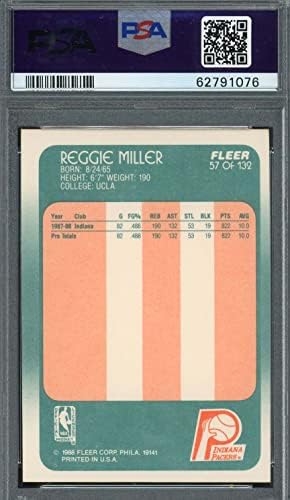Реджи Милър 1988 Баскетболно карта начинаещ Fleer RC 57 С оценка на PSA 8