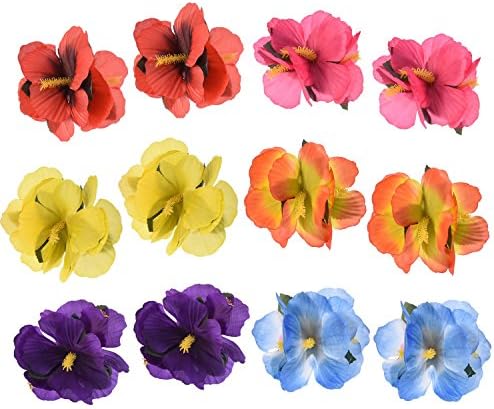 WJBB Скоби от цветове на Хибискус, Щипки за коса с цветя в Хавайски Стил, Цветни Щипки За Коса, Аксесоари за коса, 12 броя, Различни цветове