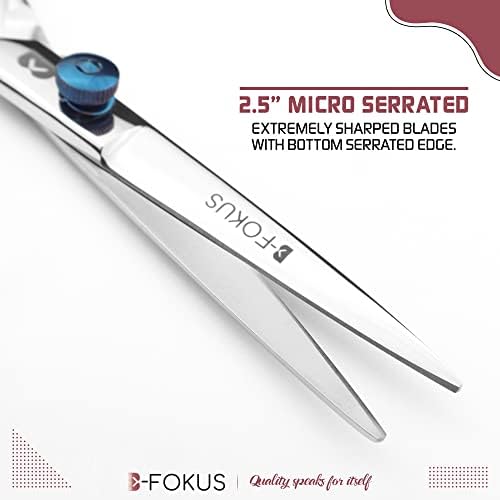 Професионални ножици за подстригване на коса B-FOKUS, произведени от немска неръждаема стомана, в сребърен цвят, 6,5 инча, с помощта на гребен за коса, кърпа за почистване и калъф с цип, идеален комплект за подстригване