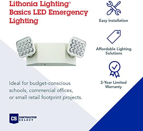 Аварийно осветление Lithonia Lighting EU2C M6 с 2 led лампи, с Квадратно, Слонова кост, Бяло и EXRG EL M6, Основа осветление за избор на Изпълнител, Термопласт, led почивен лампа, Превкл?