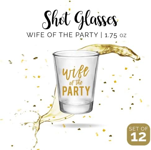 Чашки Жена на партито и моминско парти за парти, набор от 12, 11 златни питиета Парти и 1 златен чашки Съпругата на купоните, Идеална украса за моминско парти и подаръц?