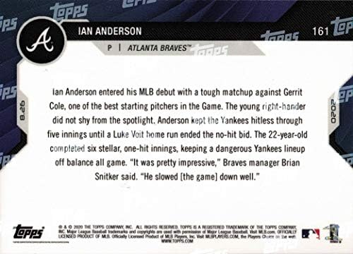 2020 Оглавява сега бейзбол № 161 Иън Андерсън, който направи своя дебют на картата на един начинаещ Braves - Печели дебютира в MLB - Общо 1746 взятий!