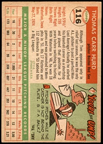 1955 Топпс 116 Това Хърд Бостън Ред Сокс (бейзболна картичка) БИВШ Ред Сокс