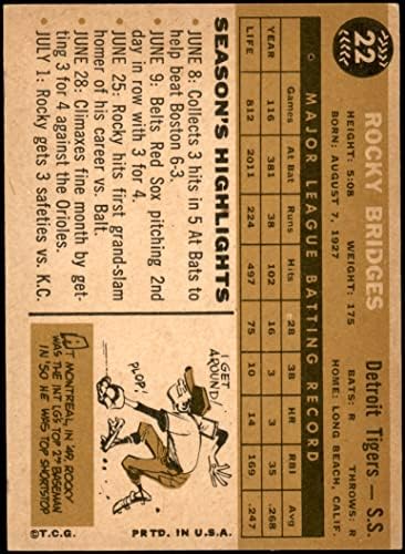1960 Topps 22 Роки Бриджис Детройт Тайгърс (Бейзболна картичка), БИВШ+ Тайгърс