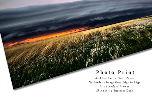 Снимка на буря, Принт (без рамка), Изображението на гръмотевични бури и светкавици над Прерией пролетта вечер в Канзас, Метео условия, Стенно изкуство, Естествен декор от 4x6 до 30x45